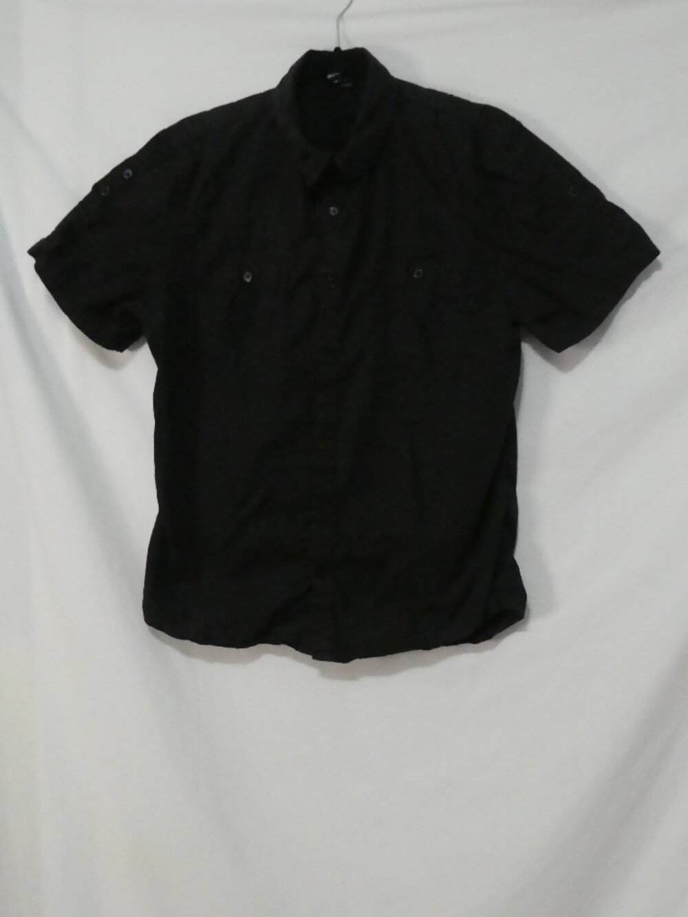 DIVIDED By H&M Men's Black Short Sleeve Button Down Cotton Shirt - Size Medium